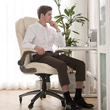 Executive Office Chair-Ergonomic Computer Desk Chair with Upgraded Caster for Swivel, High Back Office Chair with Padded Flip-up Arms,Leather Chair Thicken Seat for Comfort COLAMY