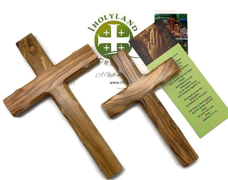 Olive Wood Wall Cross from Bethlehem, Wall Hanging Wooden Cross, confirmation cross gift, Baptism Gifts, Holy Wall cross, Hand Made religious décor Cross From the Holy Land (Medium Cross 6.2" - WoodArtSupply