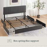 Zinus Billie Platform Bed Frame, Four Underbed Storage Drawers, Height Adjustable Headboard, Upholstered Style, King Zinus