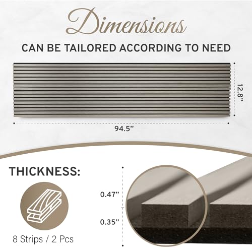 DOGBERRY 2 Pack Acoustic Wood Wall Panels, Decorative Soundproof Panels for Walls and Ceiling,n, 3D Slat Wood Wall Panels (94.49” x 25.4” Total Coverage, Drift Wood) DOGBERRY