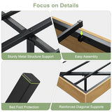 Feonase Floating Bed Frame King with Led Lights and Charging Station, Wood Full Size Bed Frame with Storage Headboard, Heavy Duty Metal Slats, No Box Spring Needed, Easy Assembly,Oak Feonase