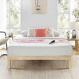 Mellow Naturalista Classic 12 Inch Solid Wood Platform Bed with Wooden Slats, Queen, White Wash Mellow
