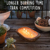 Wooden Dough Bowl Candle 10 Inch, Soy Candle, Farmhouse Candles for Table, Wood Boat 4 Wick, Décor, Unscented MAINEVENT