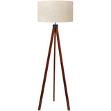 LEPOWER Wood Tripod Floor Lamp, Mid Century Standing Lamp, Modern Design Studying Light for Living Room, Bedroom, Study Room and Office, Flaxen Lamp Shade with E26 Lamp Base LEPOWER