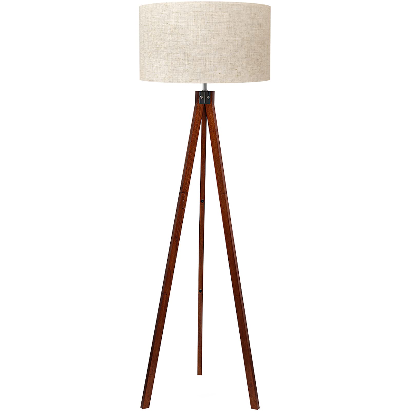 LEPOWER Wood Tripod Floor Lamp, Mid Century Standing Lamp, Modern Design Studying Light for Living Room, Bedroom, Study Room and Office, Flaxen Lamp Shade with E26 Lamp Base - WoodArtSupply