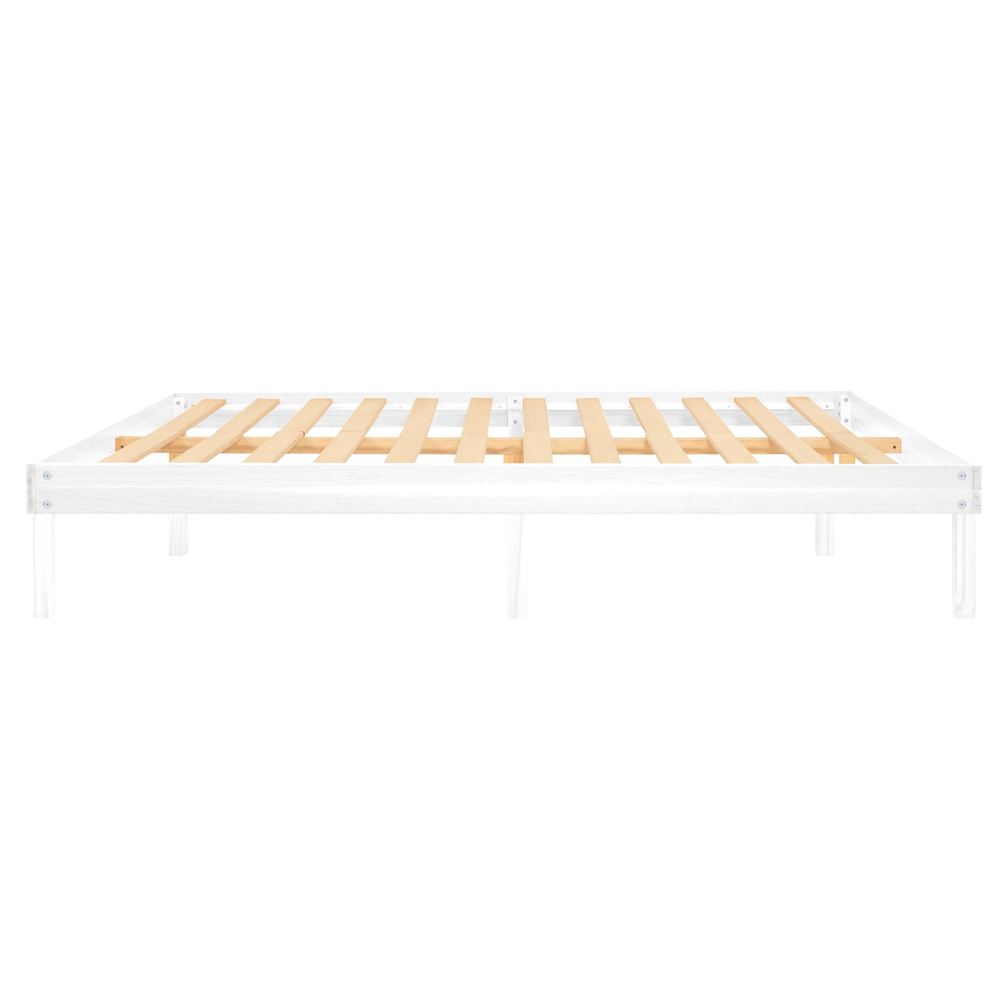 Naomi Home Linda 14 Inch Solid Wood Platform Bed Frame with Under Bed Storage – White - WoodArtSupply