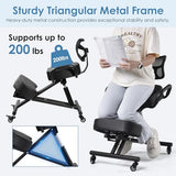 Ergonomic Kneeling Chair with Backrest & Lumbar Support, Adjustable Height Desk Chair with Wheels & Thick Cushion, Ideal for Office & Work from Home, Support Upright Sitting & Relieve Back Pain Generic