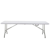 BTEXPERT 8-Foot-96 long White Plastic Folding Table Portable 30" Wide, 29" High, Indoor Outdoor Events Banquet Dining Party Patio, One BTEXPERT