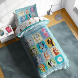 Sunny Side Up Bluey & Friends Twin Comforter Set - 5 Piece Kids Bedding Includes Comforter, Sheets & Pillow Cover - Super Soft Microfiber Bed Set Sunny Side Up