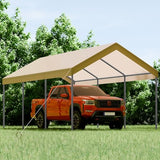 Shintenchi 10x20ft Heavy Duty Carport with UV Resistant Canopy, Powder-Coated Steel Frame, Easy to Assemble Portable Garage, Stable Carport for Car, Bike, Camp, Outdoor Storage (Khaki) Shintenchi
