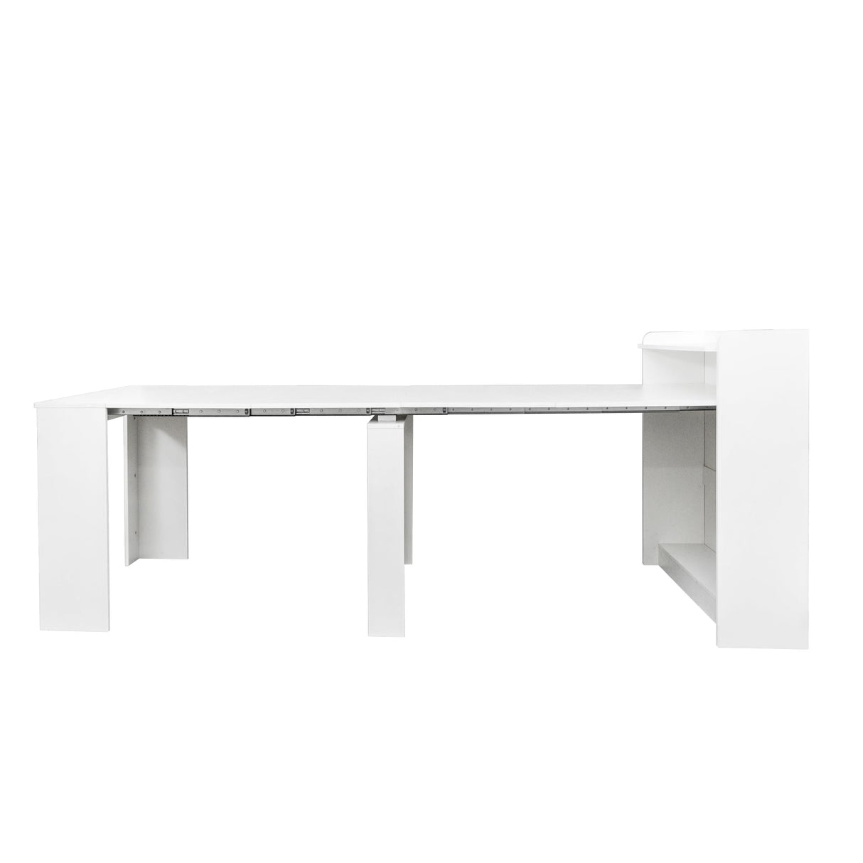 Extendable Dining Table with Storage 20"-98" Extendable Console Table Transformer Dining Table w/ Extension Leaves White Wood Rectangular Expandable Kitchen Table for 6 8 10 12 People Space Saving Henf