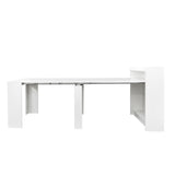 Extendable Dining Table with Storage 20"-98" Extendable Console Table Transformer Dining Table w/ Extension Leaves White Wood Rectangular Expandable Kitchen Table for 6 8 10 12 People Space Saving Henf