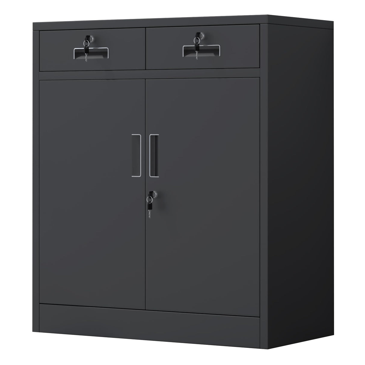 JINKUR Metal Storage Cabinet with Locking Doors and Adjustable Shelf, Lockable Storage Cabinets with Drawers for Home Office Garage Kitchen Pantry (Black) JINKUR