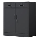 JINKUR Metal Storage Cabinet with Locking Doors and Adjustable Shelf, Lockable Storage Cabinets with Drawers for Home Office Garage Kitchen Pantry (Black) JINKUR