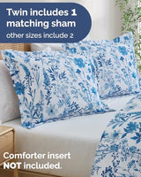 Duvet Cover Twin/TXL Size Set - Extra Soft Floral Duvet Cover 68 x 90 with 1 Pillow Sham - Comfy, Breathable Bedding Set - Hotel Luxury, Fade Free, Zipper Closures & Ties - Blue Dainty Floral CGK Unlimited