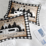 Pamnest Comforter Set King Size, Camping Camper Rv 7 Pcs Bedding for Kids and Adults, Car Family Bed Sheet Sets with Fitted Sheet 2 Pillowcases & 2 Shams for Bedroom Bed Decor Pamnest