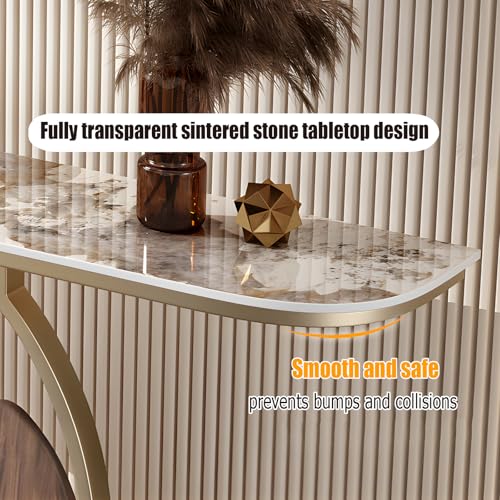 Modern Console Table, Luxury Faux Marble Entryway Table Narrow Metal Sofa Table for Hallway, Living Room, Foyer, 39.4" 47.2" 59.1" Wide, Easy Assembly VinLeap