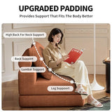 Lumbershed Folding Sofa Bed, 3-in-1 Convertible Sleeper Chair Bed with Pillows, Foldable Floor Couch with High-Density Foam, Futon Small Boneless Couch for Living Room Bedroom Lounge, Single, Brown Lumbershed