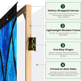 6 Panels Folding Screen Room Divider Blue Stained Glass Window Seamless for Modern Design Luxury Interior Canvas Screen Room Separator Freestanding Protective Decorative Divider Privacy Partition VETEB