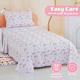 Mooreeke Twin Sheets Set Kids, Girls Twin Sheets, Cute Rainbow Printed, Soft Microfiber Kids Bedding Set Mooreeke