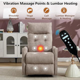 EZZUP Power Lift Recliner Chair with Vibration Massage and Heat for Petite Elderly, Small Lift Chair with Side Pocket Remote Control, Infinite Position, Polyester Fabric Khaqi