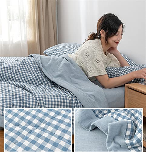 Double Quilt 100% Cotton Summer Duvet Hypoallergenic Single Double Duvet to Keep Skin Cool Soft and Lightweight Thin Cotton Quilt Machine Washable A 150x200cm Generic