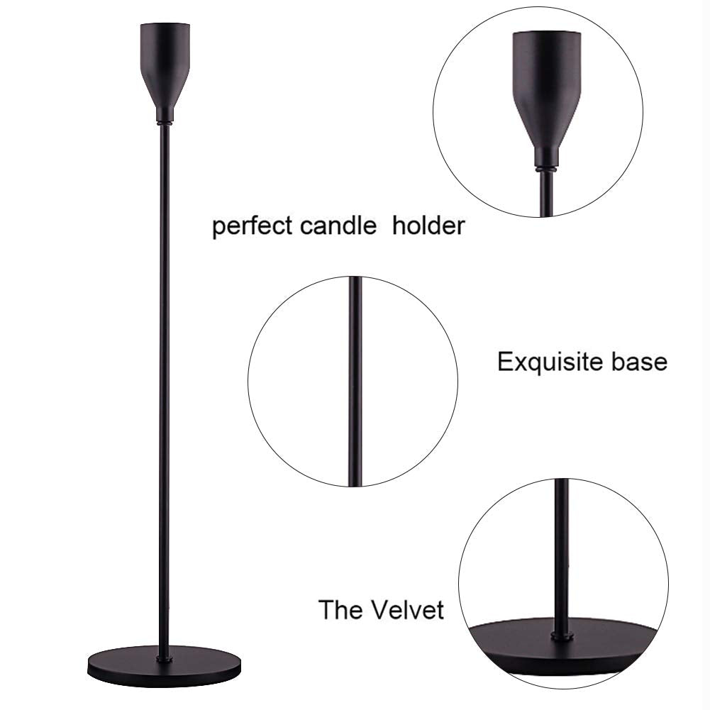 SUJUN Matte Black Candle Holders Set of 3 for Taper Candles, Decorative Candlestick Holder for Wedding, Dinning, Party, Fits 3/4 inch Thick Candle&Led Candles (Metal Candle Stand) SUJUN