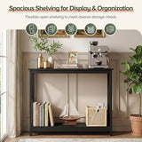 SUPER DEAL Console Table 39.5”, 2-Tier Narrow Sofa Side Table with Storage Shelf, Entrance Table for Hallway/Foyer/Living Room/Corridor/Office, Black SUPER DEAL