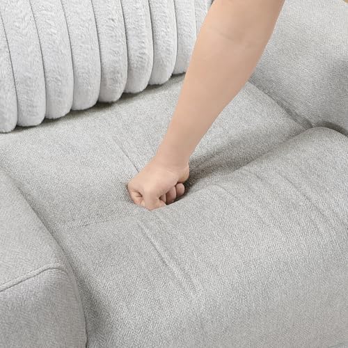 Lexicon Modern Double Recliner Loveseat with Center Console, Manual Wall Hugger Textured Microfiber Love Sac Couch, Plush Corduroy Channel Seat Back, Manual Recliner Loveseat, Light Gray Lexicon