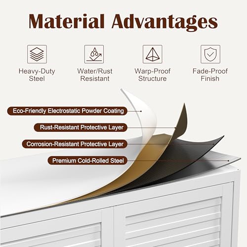 SteeLoong Kitchen Pantry Cabinet,75" Metal Storage Cabinet with Doors and 4 Adjustable Shelves,White Tall Locker Organizer Steel Garage Cabinets for Tool,File Cabinet for Office,Kitchen,Garage,School SteeLoong