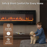 HOMTHING 70" Smart WiFi Electric Fireplace, Wall Mounted & Recessed, App & Remote Control, Ultra-Thin 750W/1500W Fireplace with Touch Screen, 12H Timer, 5 Realistic Flames, Log & Crystal (70" WiFi) HOMTHING