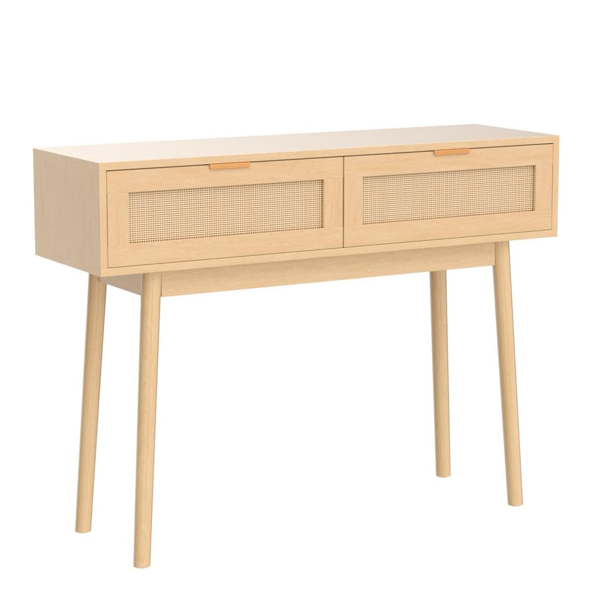 DOALBUN OKL 39" Console Table, Oak Entryway Table with 2 Rattan Drawers, Sofa Table with Wood Frame and Bamboo Storage Shelf, Rustic Hallway Table for Living Room Foyer Entryway (Natural) DOALBUN