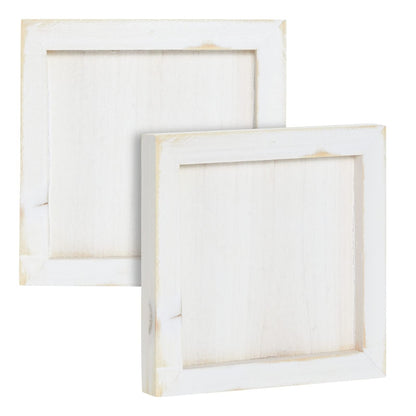 6 Pack White Washed Craft Wood Board Panels with Hardware Included for DIY Signs, Paintings (5 x 5 in)