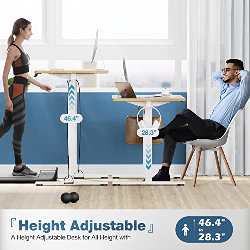 Sweetcrispy Electric Standing Desk Adjustable Height, 48x24 Inch Sit Stand Up Home Office Desks Computer Workstation PC Work Table with 3 Memory Preset Splice Wood Board Metal Frame, Oak Sweetcrispy