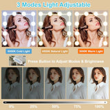 Teousev Small Vanity Desk with Mirror and Lights,White Vanity with 6 Drawers 6 Shelves 1 Chair,3 Lighting Colors Adjustable,31.5" L*14.2" W*51.2" H Teousev