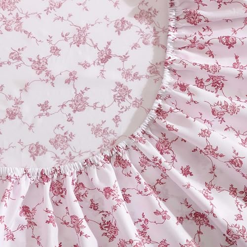 Betsey Johnson - Twin XL Size Sheet Set, Ultra-Soft Bedding with Smooth & Silky Feel, Deep Pockets, Bed Sheets with Matching Fitted Sheet & Pillowcases (Floral Toile Pink) Betsey Johnson