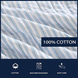 Nautica - Twin Quilt Set, Reversible Cotton Bedding with Matching Sham, Casual Home Decor for All Seasons (Coleridge Stripe Light Blue, Twin) Nautica
