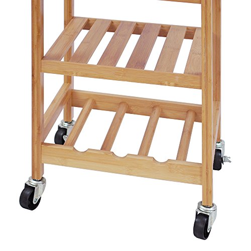 Oceanstar Design Group Bamboo Kitchen Trolley, Natural - WoodArtSupply