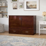 AFI Hamilton Full Murphy Bed Chest with Mattress, Storage, and Built-in Charger in Walnut AFI
