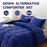 Decroom Lightweight Twin Comforter Set with 1 Pillow Sham - 2 Pieces Set - Quilted Down Alternative Comforter/Duvet Insert for All Season - Blue/Grey - Twin/Twin XL Size Decroom