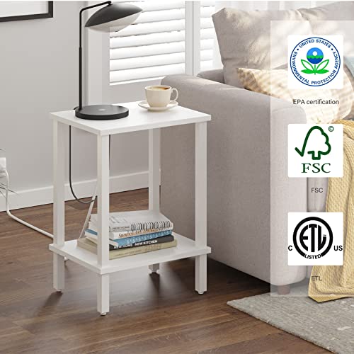 TUTOTAK End Table, Side Table, Nightstand, 2-Tier Storage Shelf, Sofa Side Table for Small Space, Living Room, Bed Room V1TB01BW034 TUTOTAK