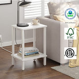 TUTOTAK End Table, Side Table, Nightstand, 2-Tier Storage Shelf, Sofa Side Table for Small Space, Living Room, Bed Room V1TB01BW034 TUTOTAK