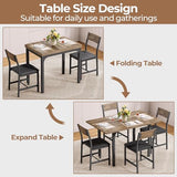 IRONCK 5-Piece Dining Table Set for 4, Extendable Kitchen Table Chairs Set of 4, Dining Room Table with 4 Upholstered Chairs, Folding for Small Space, Apartment, Walnut IRONCK