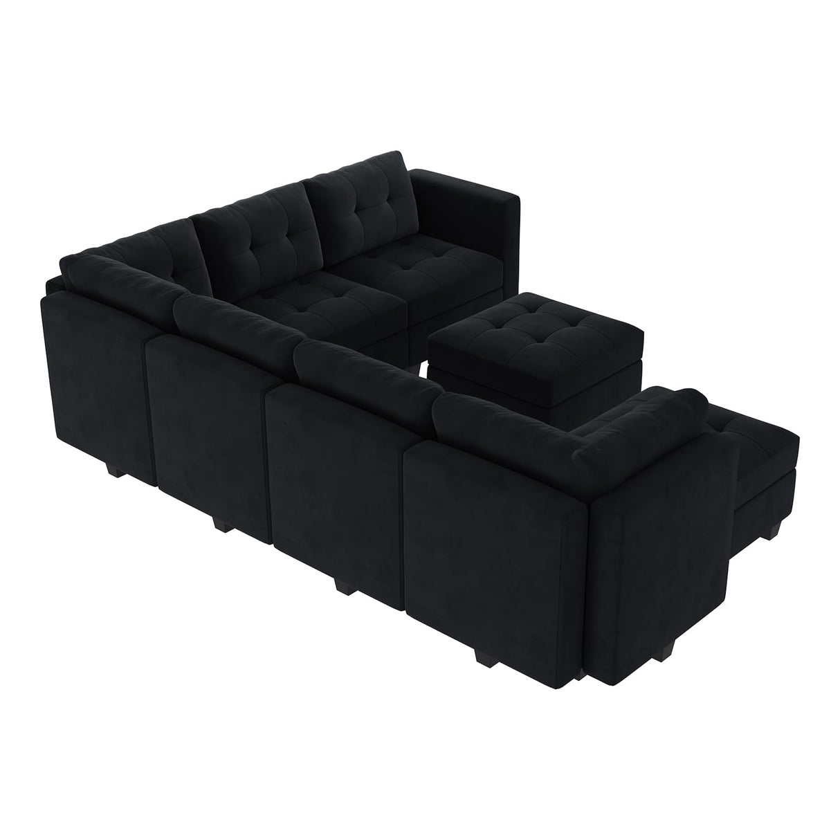 HONBAY Modular Sectional Sofa with Storage Ottomans Oversized U Shaped Couch with Chaises 8-Seater Sectional Sofa for Living Room, Black HONBAY