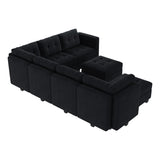 HONBAY Modular Sectional Sofa with Storage Ottomans Oversized U Shaped Couch with Chaises 8-Seater Sectional Sofa for Living Room, Black HONBAY