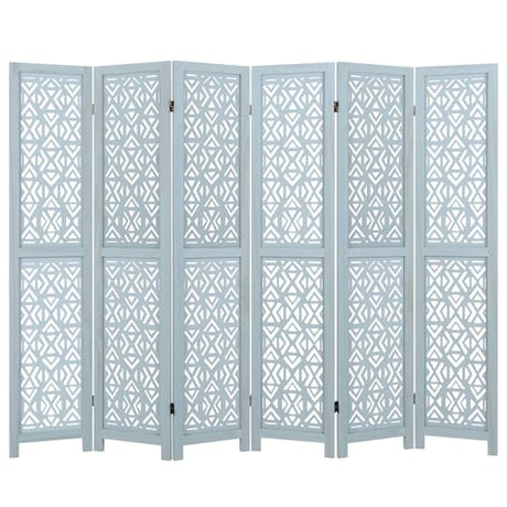 Giantex Room Divider 6 Panels - Boho Room Dividers with Carved Cutout Pattern & Solid Wood Frame, Fully Assembled, 65'' Folding Privacy Screen Partition Wall Divider for Room Separation, Light Blue Giantex