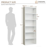 oneinmil Bookcase and Bookshelf, Floor Standing 6-Tier High Bookshelf, Display Storage Rack, Home Decorative Furniture, Suitable for Home Offices, Living Rooms, and Bedrooms,White oneinmil