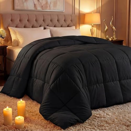 Utopia Bedding Comforter Duvet Insert, Quilted Comforter with Corner Tabs, Box Stitched Down Alternative Comforters Twin Size (Black) Utopia Bedding