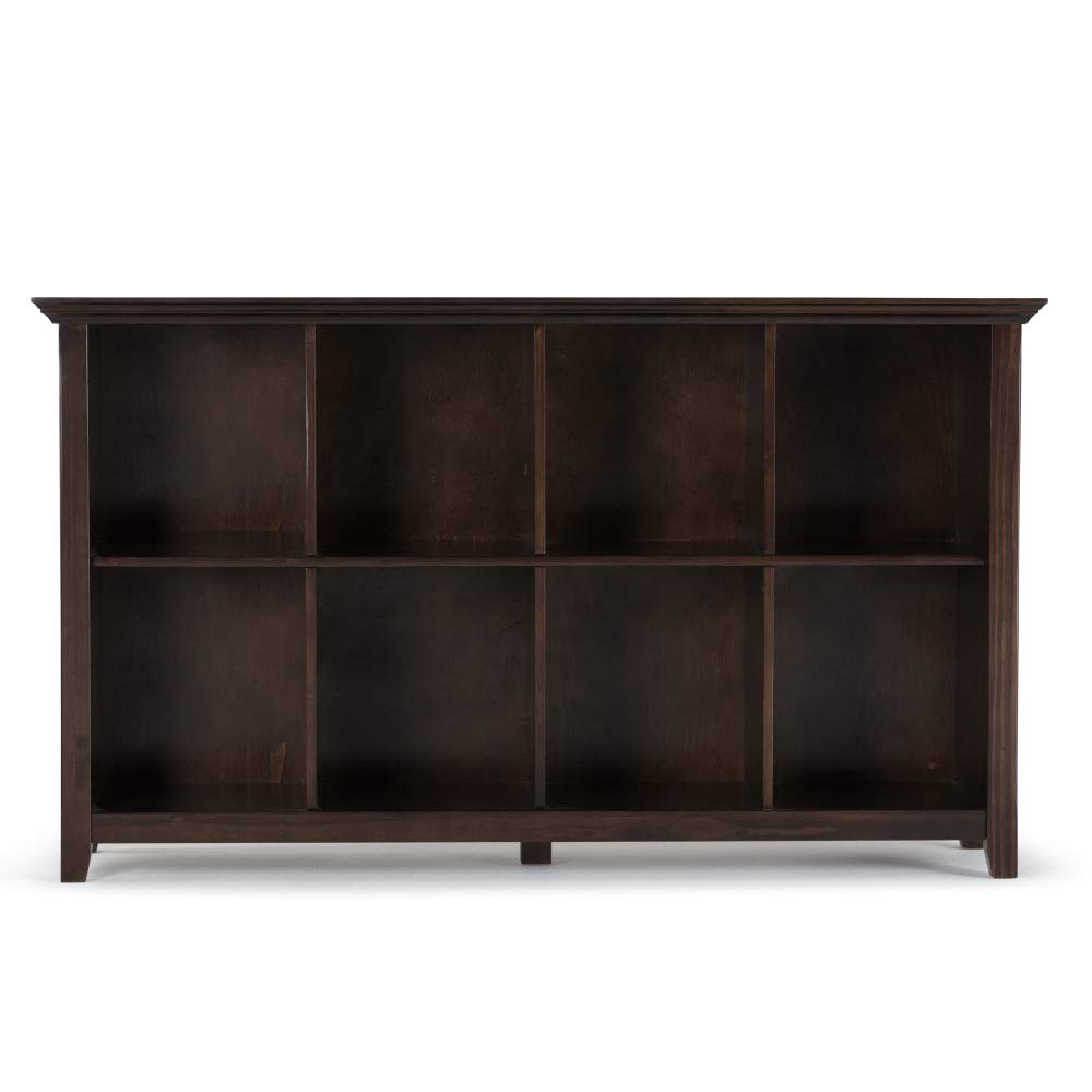 SIMPLIHOME Acadian SOLID WOOD 57 inch Wide Rustic 8 Cube Storage Sofa Table in Brunette Brown with Storage, 8 Shelves, for the Living Room Entryway and Bedroom SIMPLIHOME