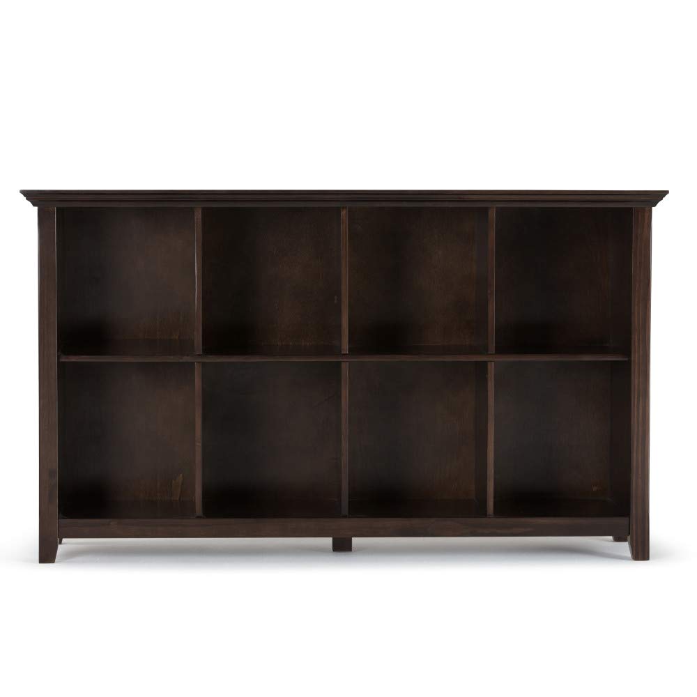 SIMPLIHOME Acadian SOLID WOOD 57 inch Wide Rustic 8 Cube Storage Sofa Table in Brunette Brown with Storage, 8 Shelves, for the Living Room Entryway and Bedroom - WoodArtSupply